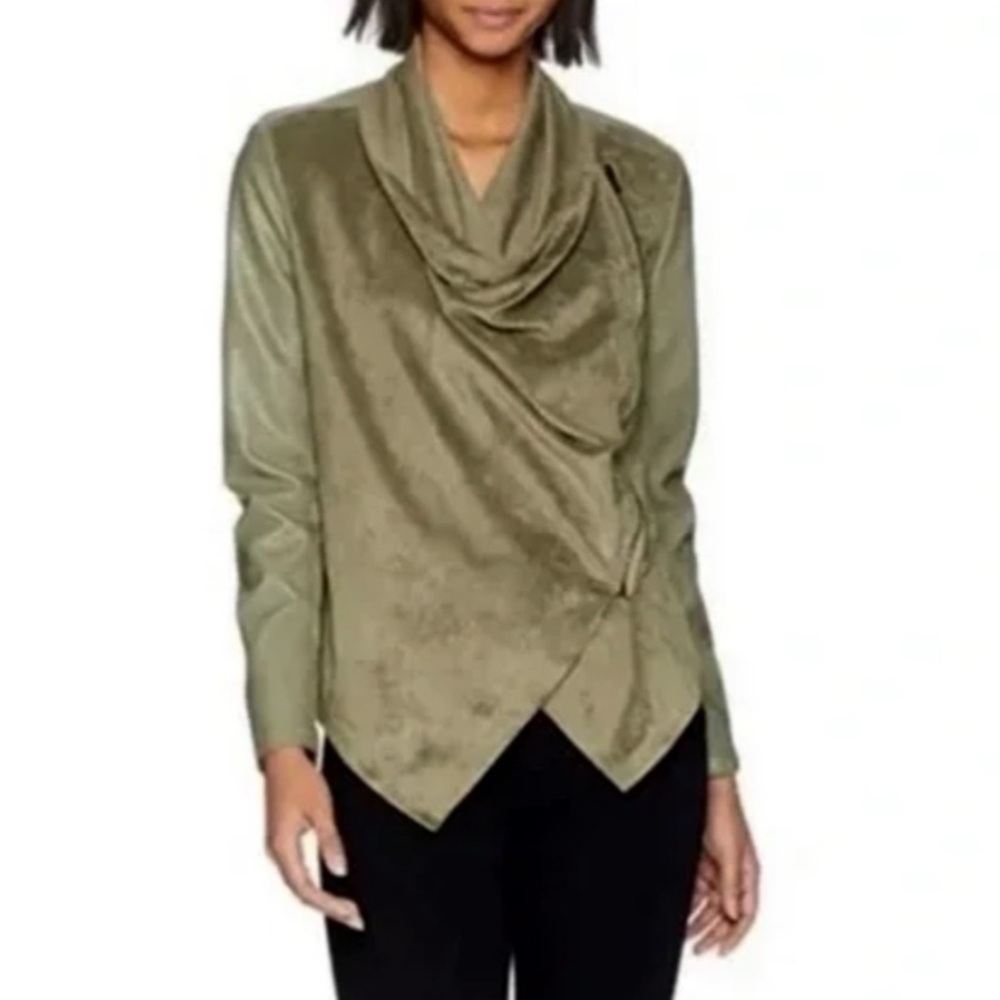 NEW Anthropologie Blank NYC Medium Draped Moto Jacket Vegan Suede Asymmetrical